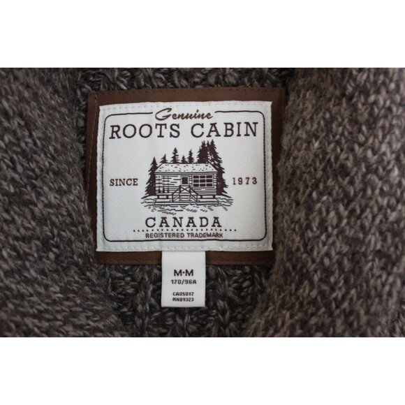 Roots Canada Men Sweater Cabin Elbow Patch Cardigan Jacket Knit Brown Sz M - Picture 2 of 14
